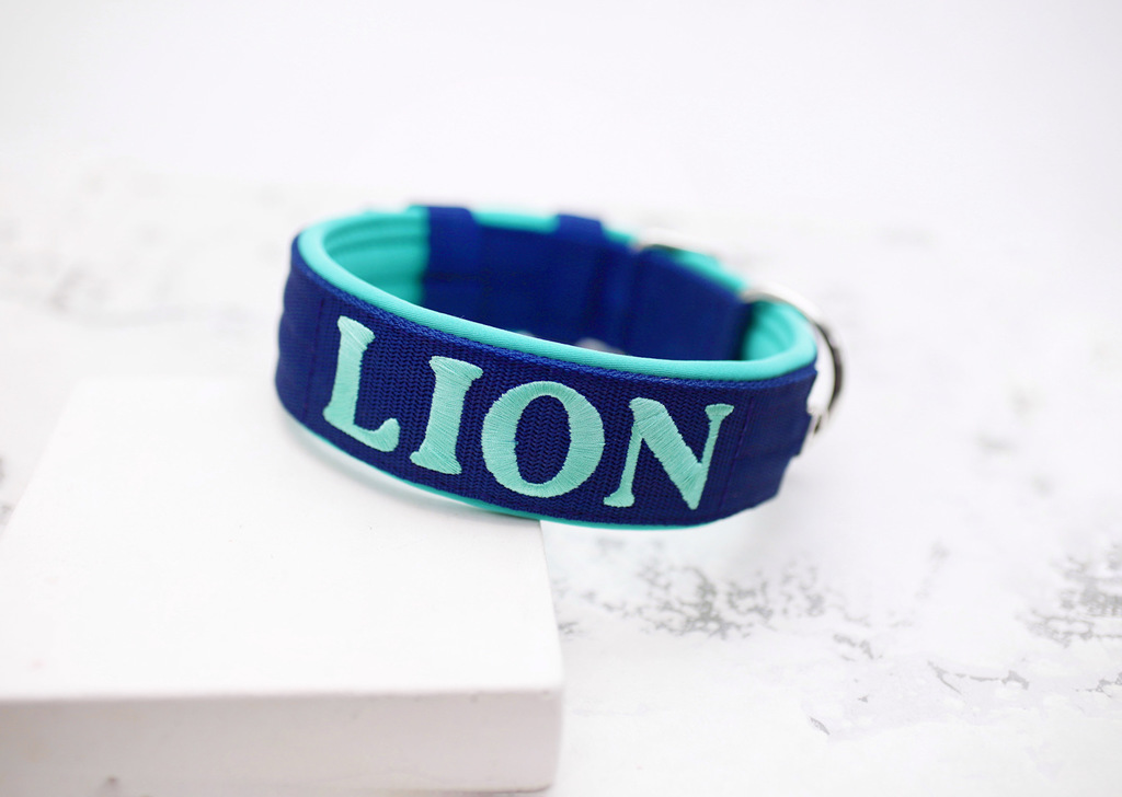 Ошейник For Motion с вышивкой, синий/мятный