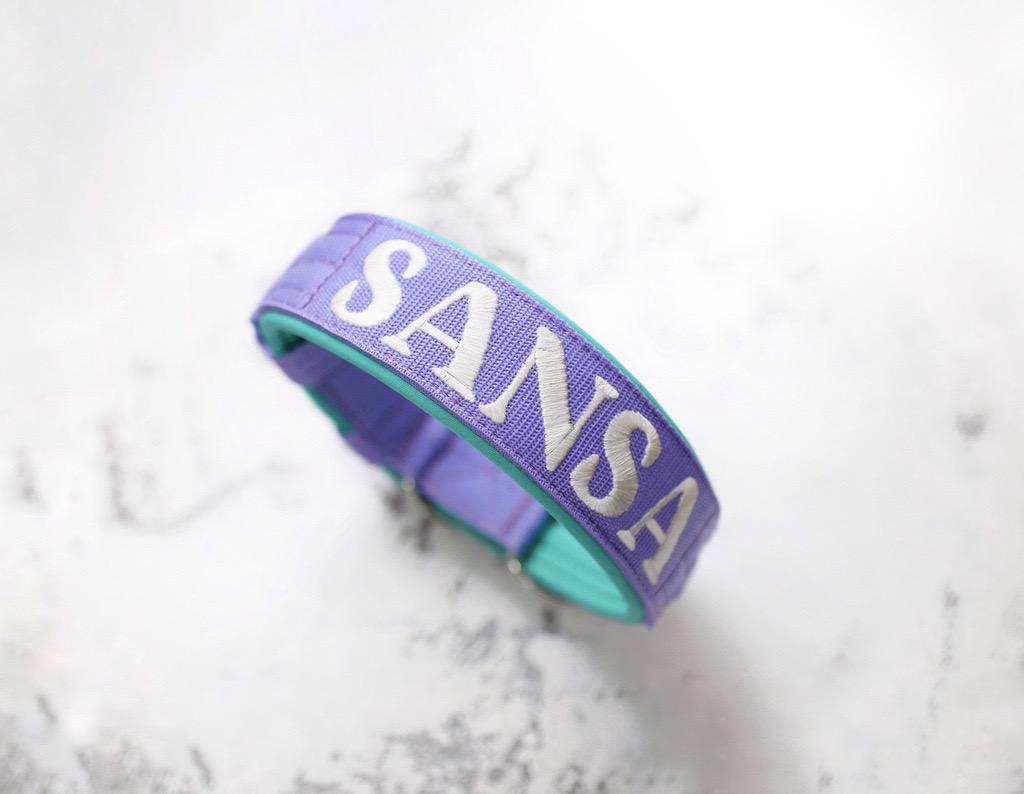 Ошейник For Motion с вышивкой, лаванда/мятный