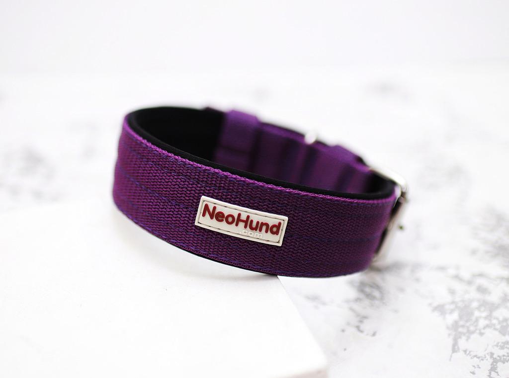 Ошейник на пряжке классический, слива, ширина 4,5 см, размер 34-44 см