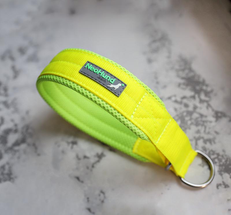 Ошейник-мартингейл Slip, жёлтый неон/салатовый неон сетка, ширина 4,8 см, размер 44-50 см