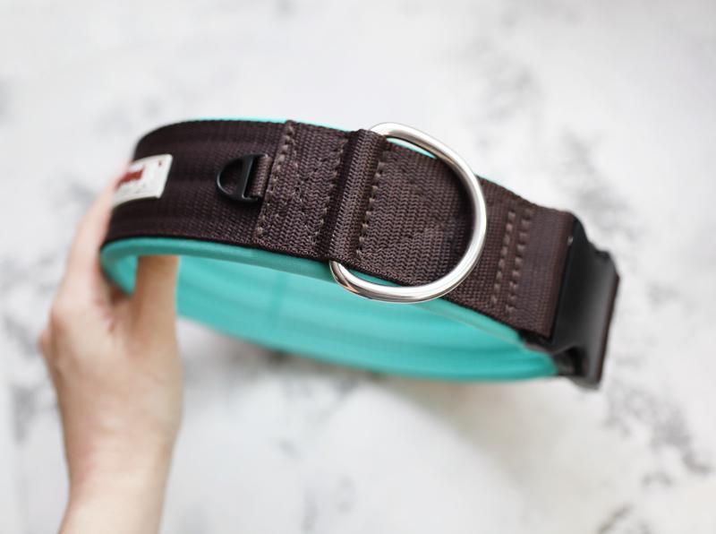 Ошейник  на быстрой застёжке Quick, тёмный шоколад/мятный, ширина 5,8 см, размер 56-61 см