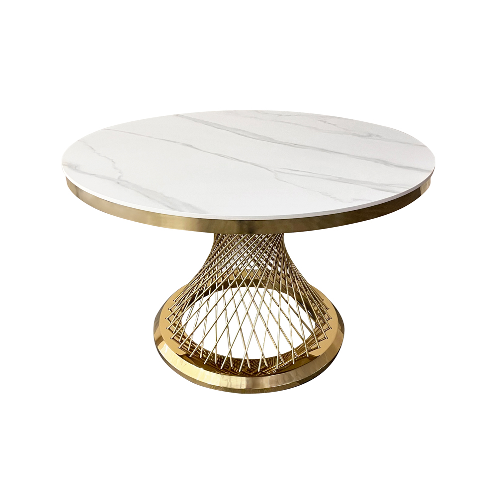 стол круглый обеденный золотой