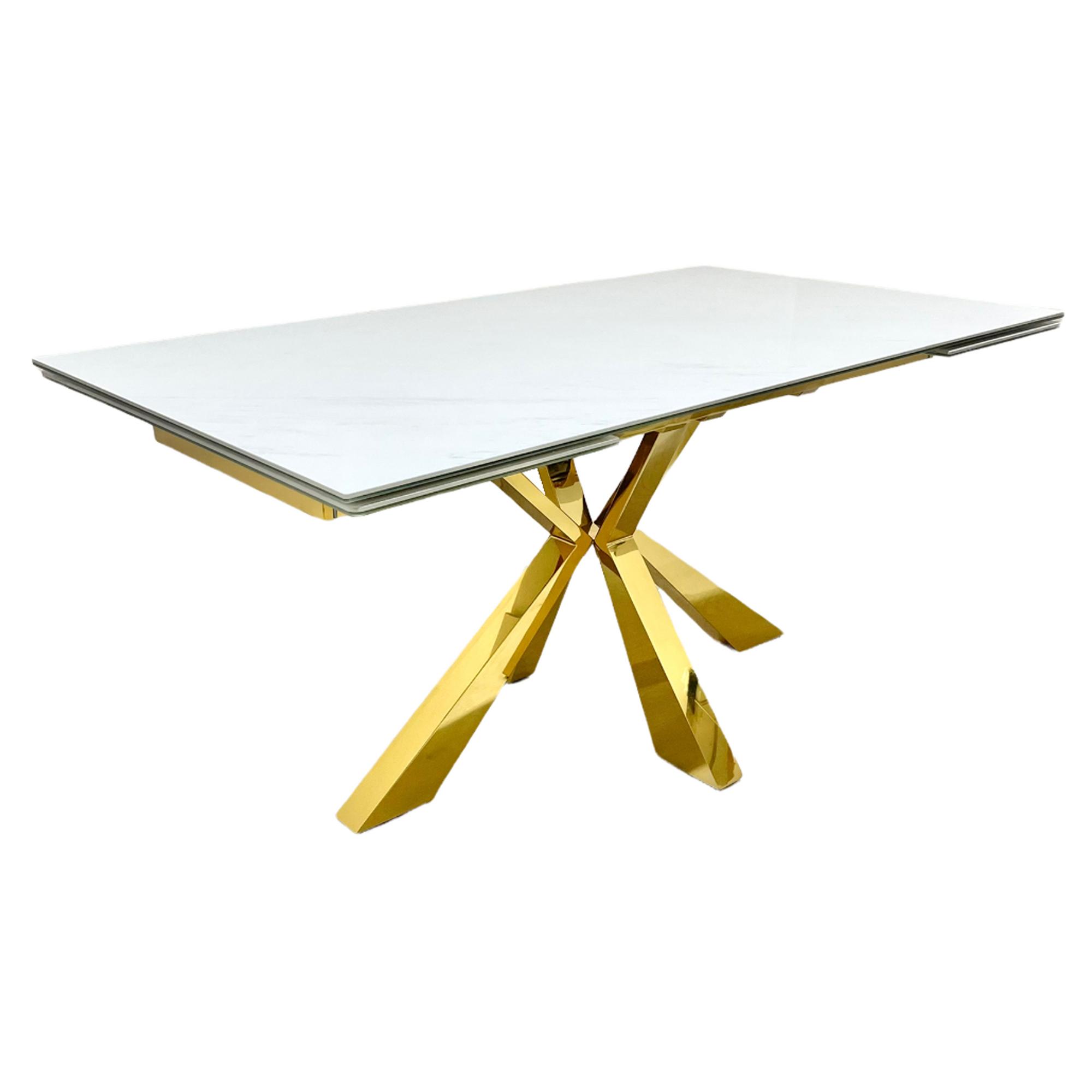 раздвижной стол белый/золотой