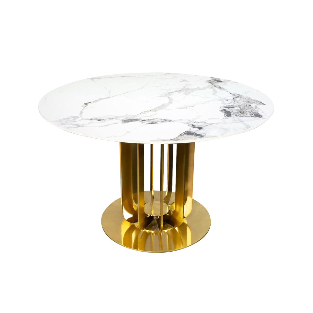 Круглый обеденный стол со столешницей из керамогранита