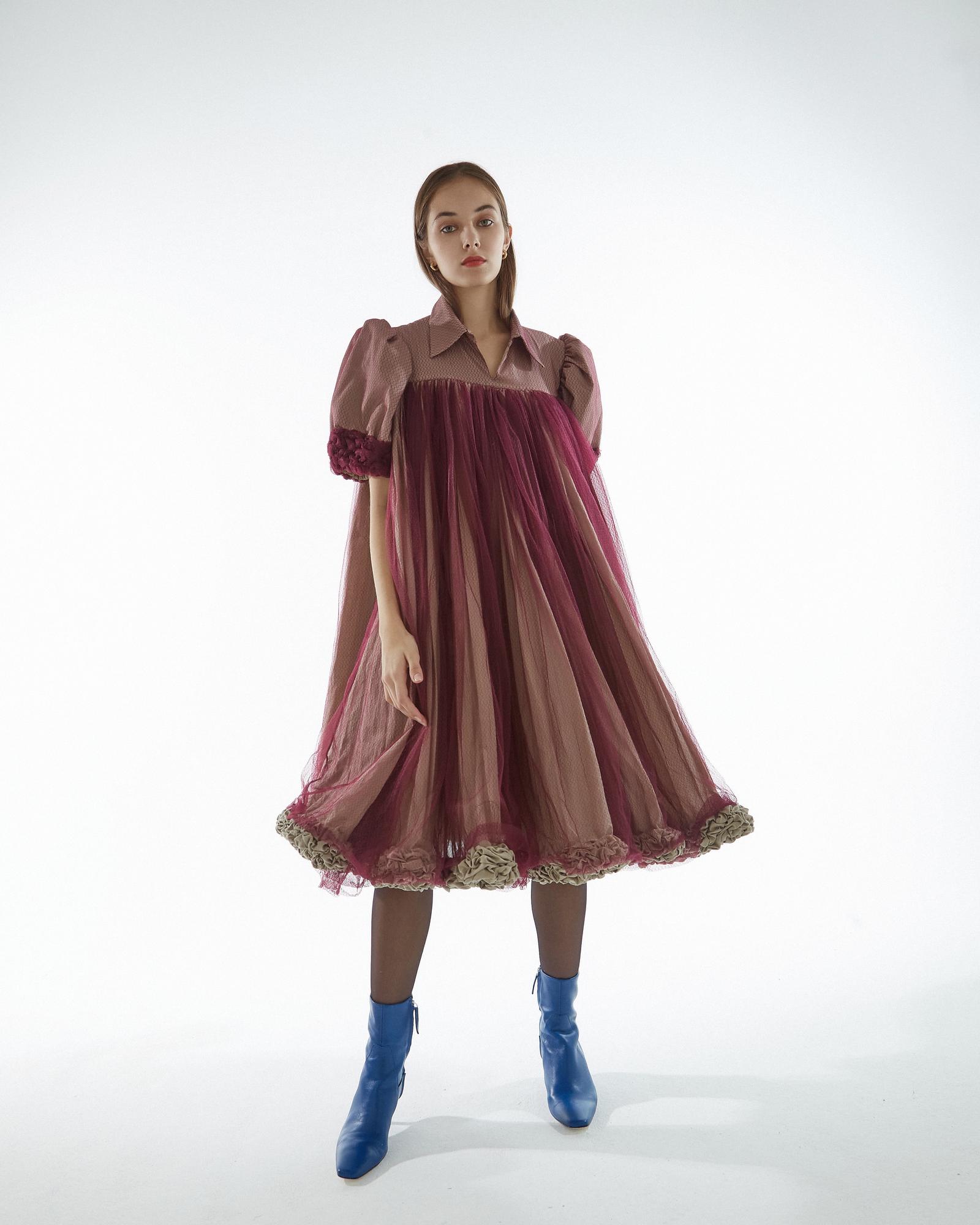 Платье бордовое