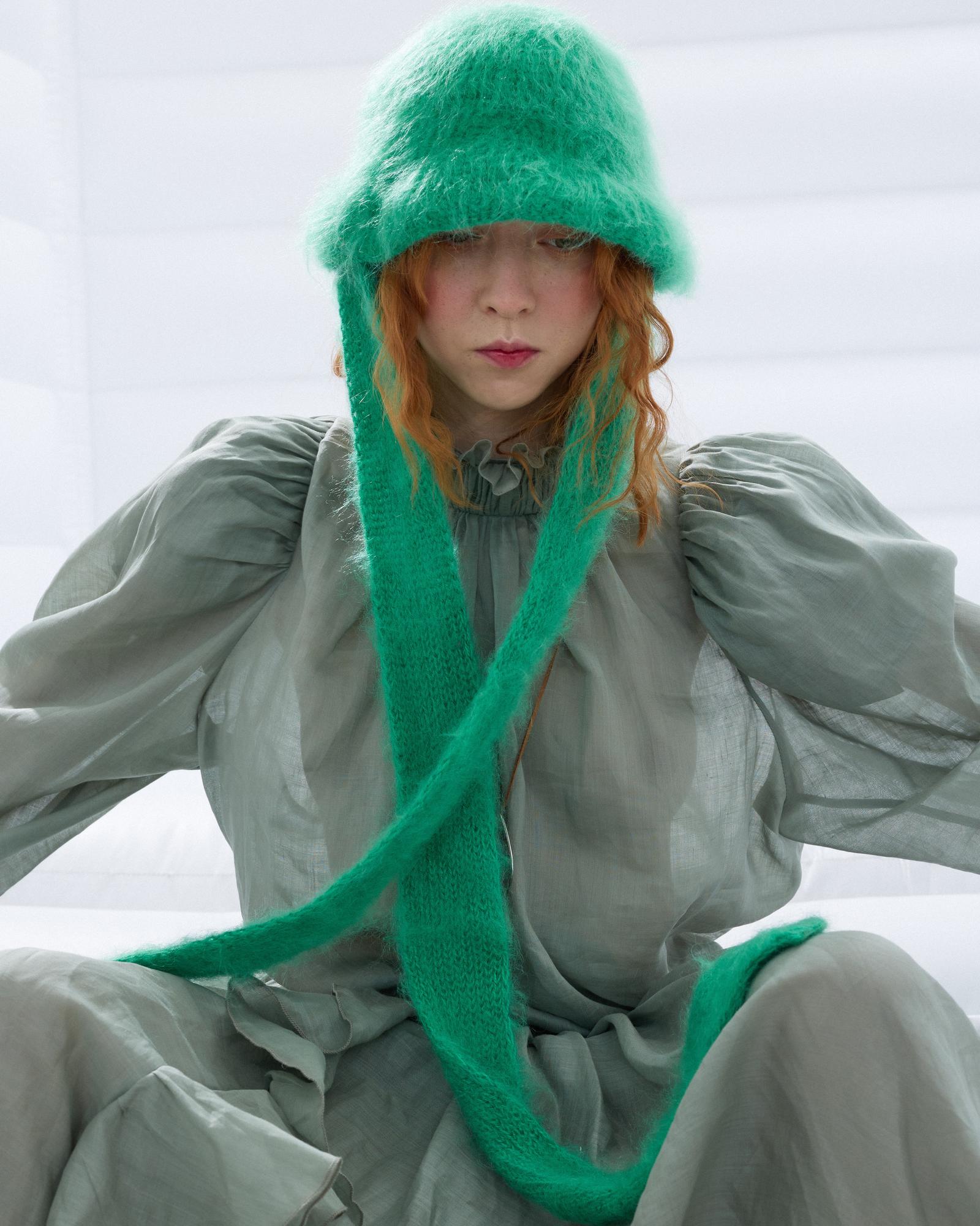 Панама с завязками  «Зеленый гранат»