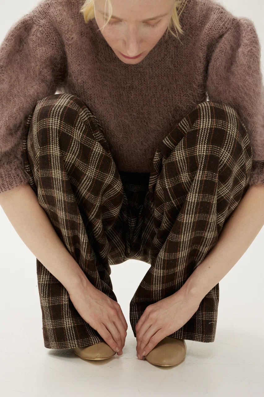 Брюки клетчатые шоколадные