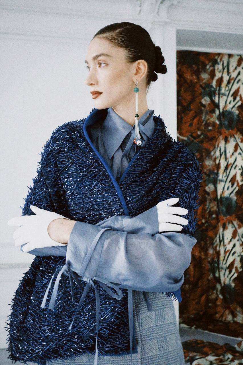 Палантин синий