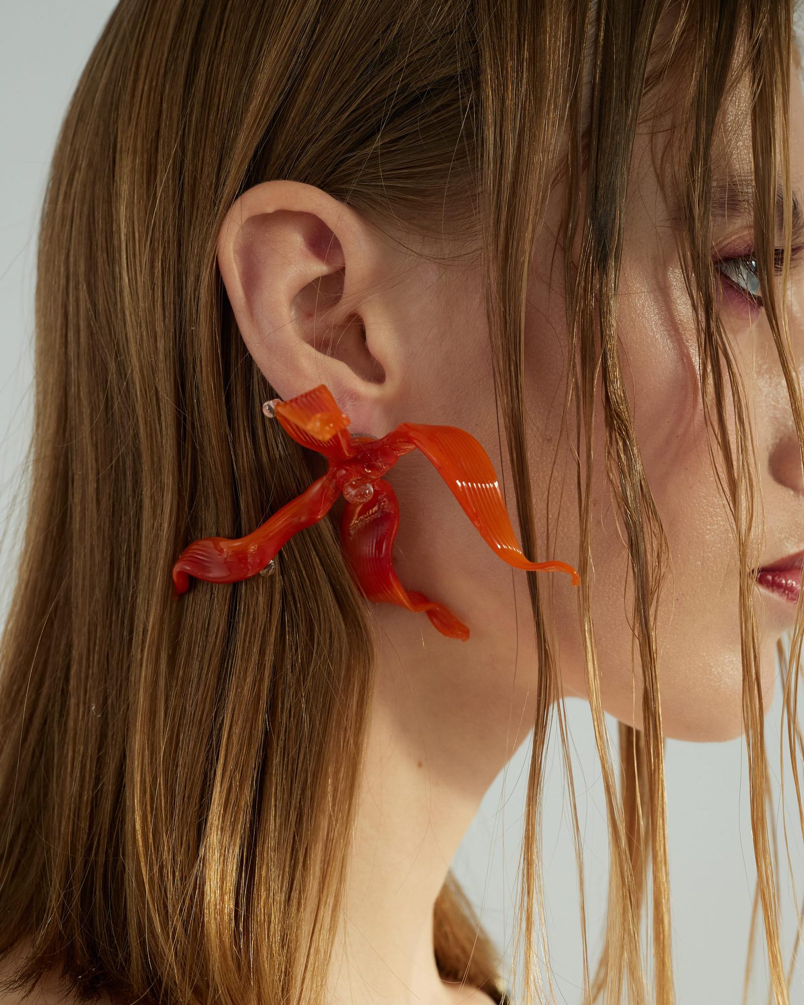 Серьги «Оранжевые щупальца»