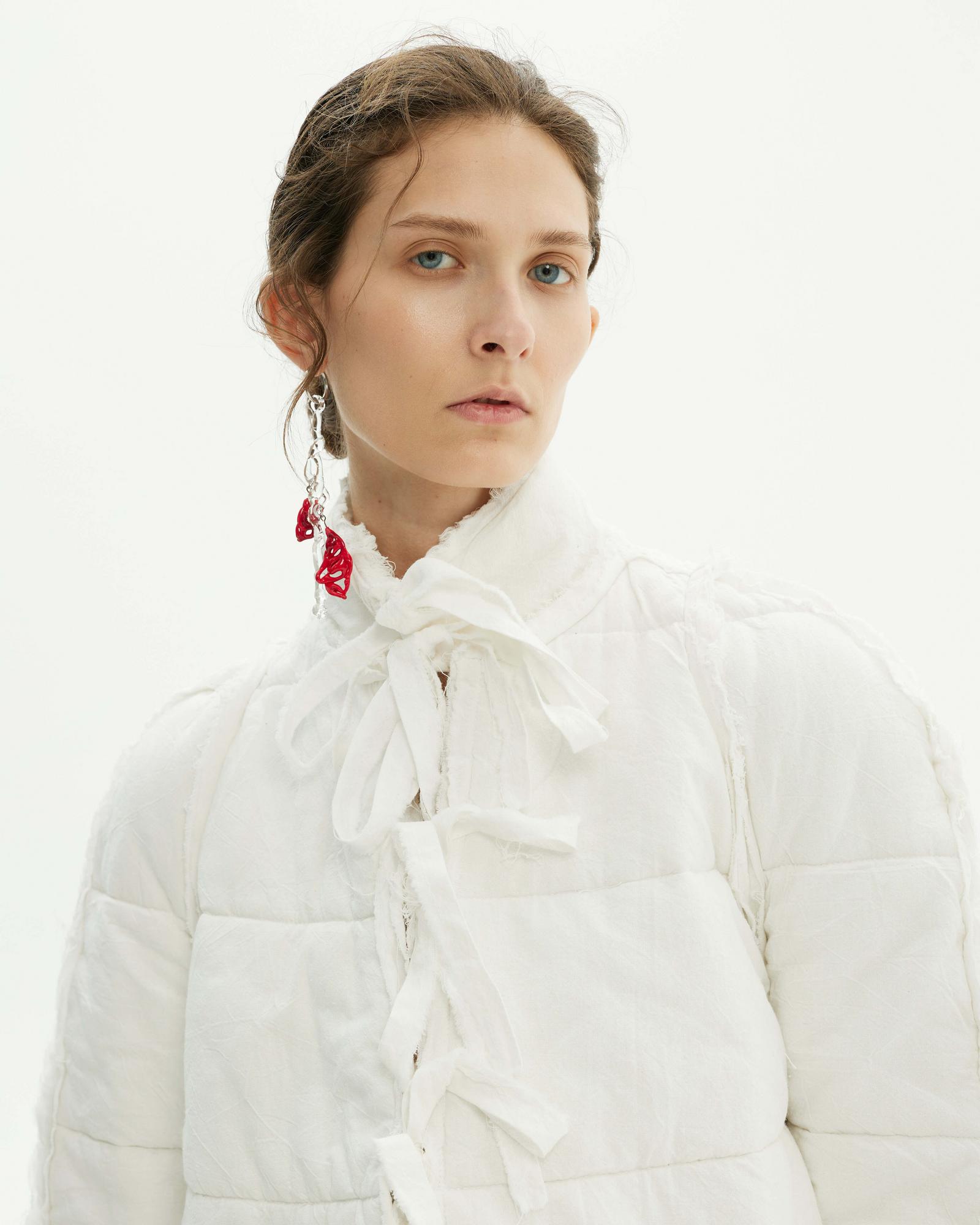 Серьги «Лед» с красными каплями