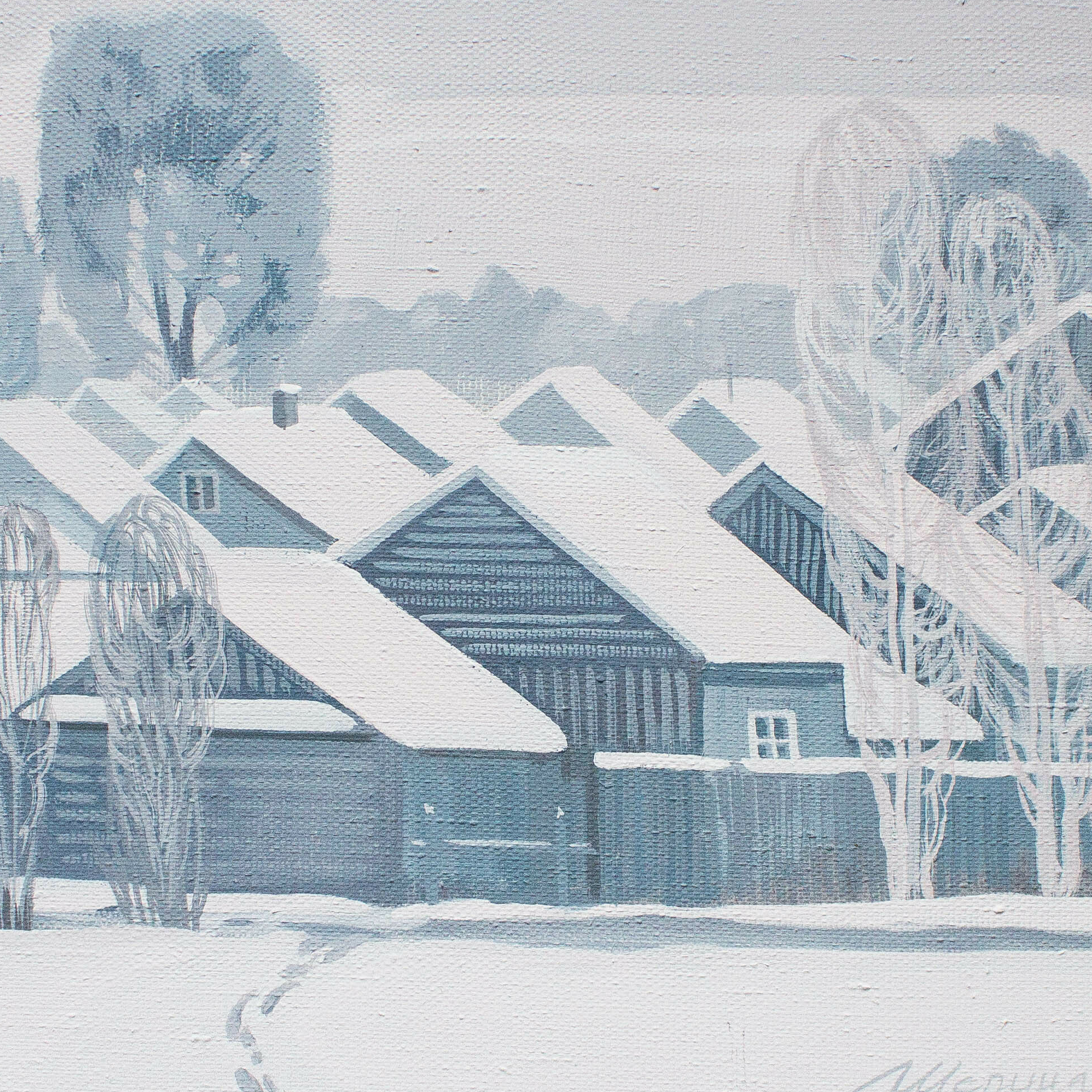 зимние заснеженные деревни арт