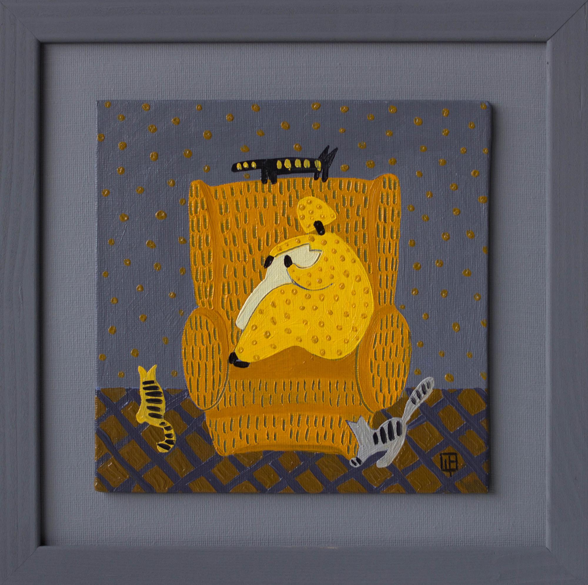 Картина "Теплые коты III" из серии "Жизнь маленьких людей"