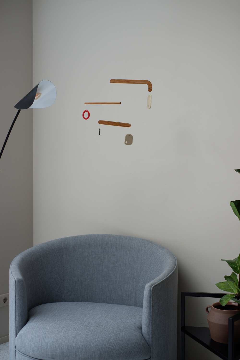 Sixty hanging kinetic mobile