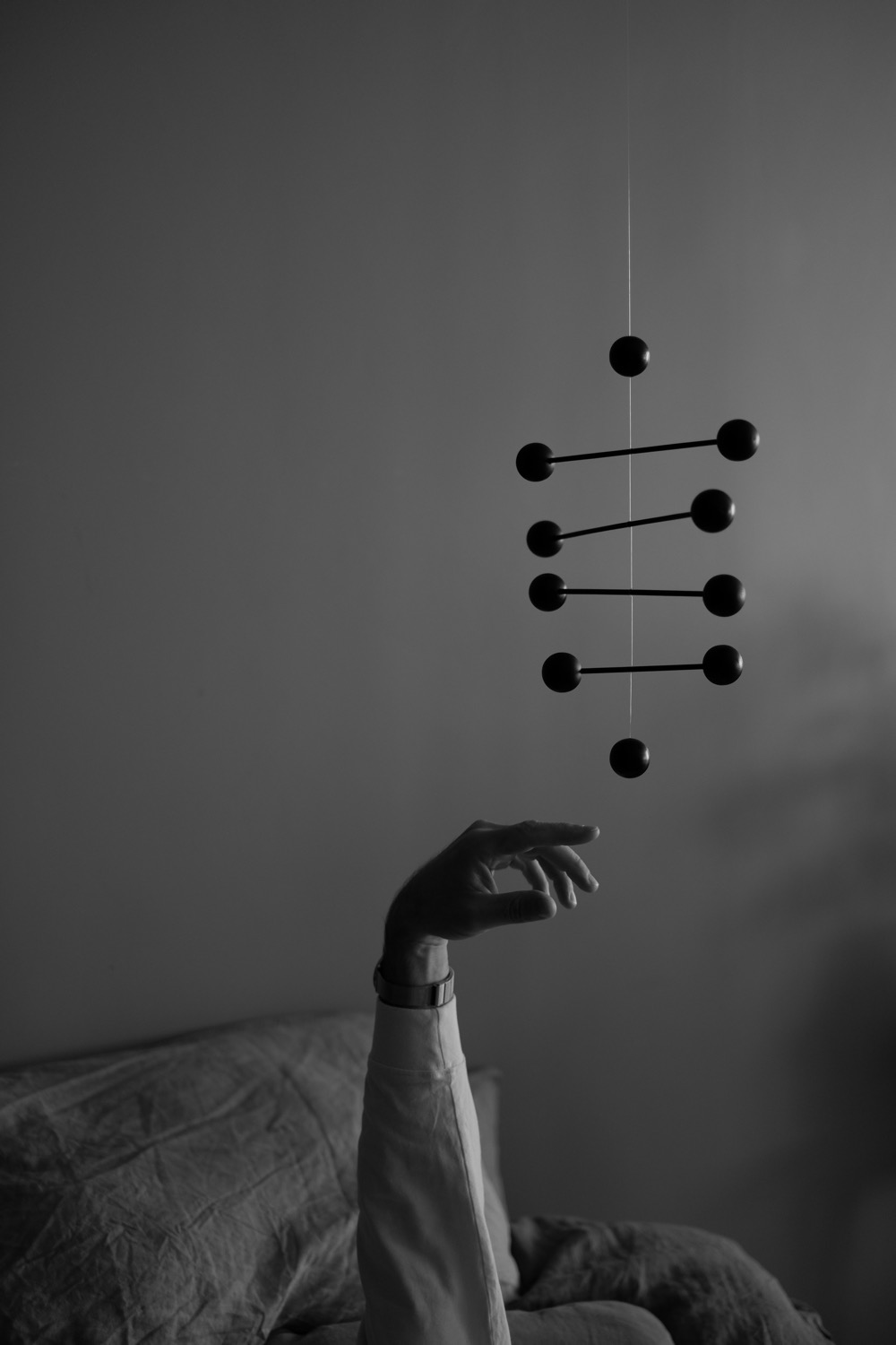 Black currant hanging kinetic mobile