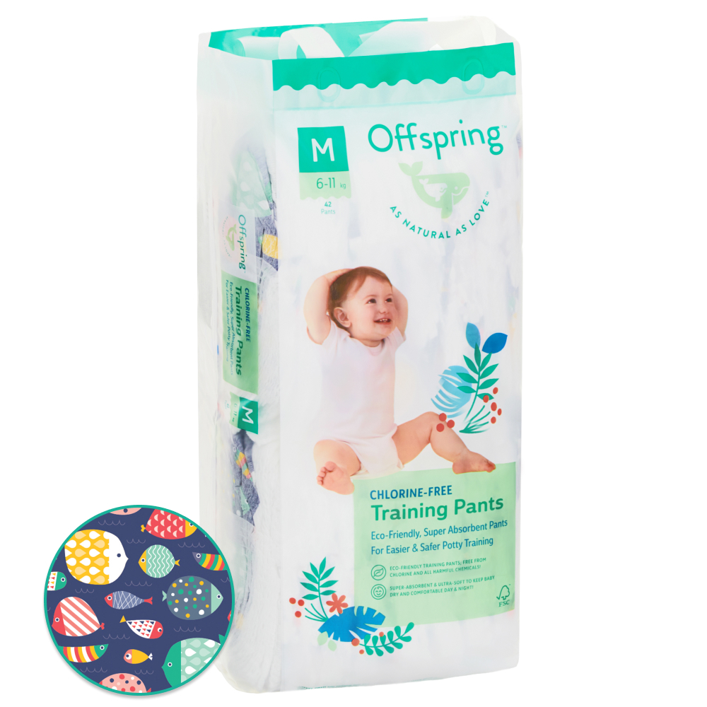 OFFSPRING | трусики М 6-11 кг 42 шт расцветка Рыбки