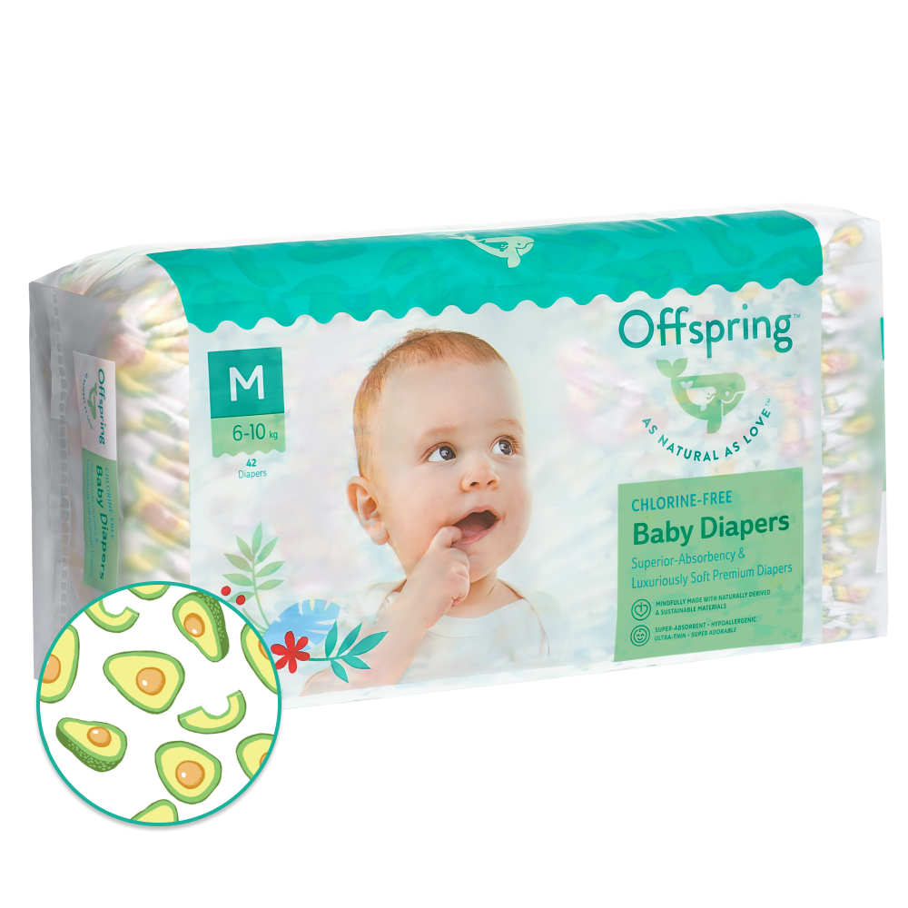 OFFSPRING | подгузники М 6-10 кг 42 шт расцветка Авокадо