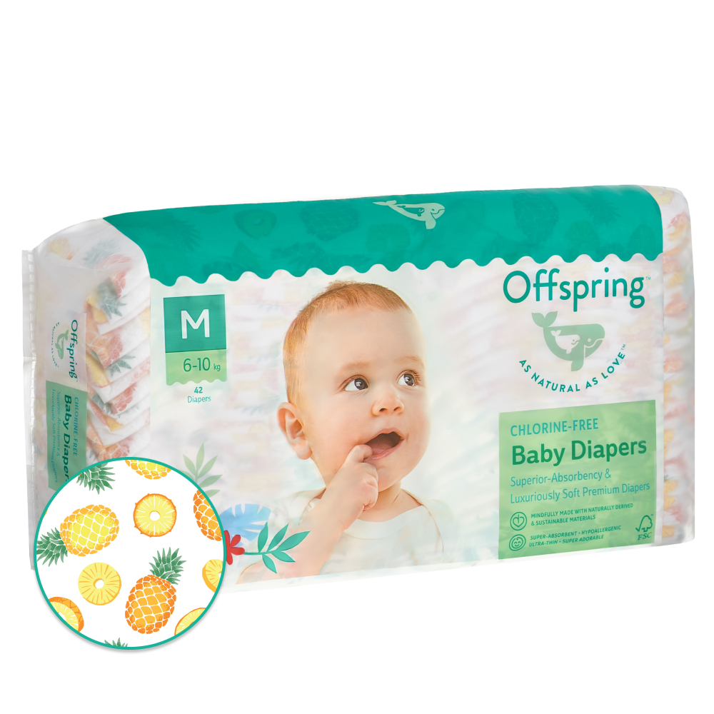 OFFSPRING | подгузники М 6-10 кг 42 шт расцветка Ананасы