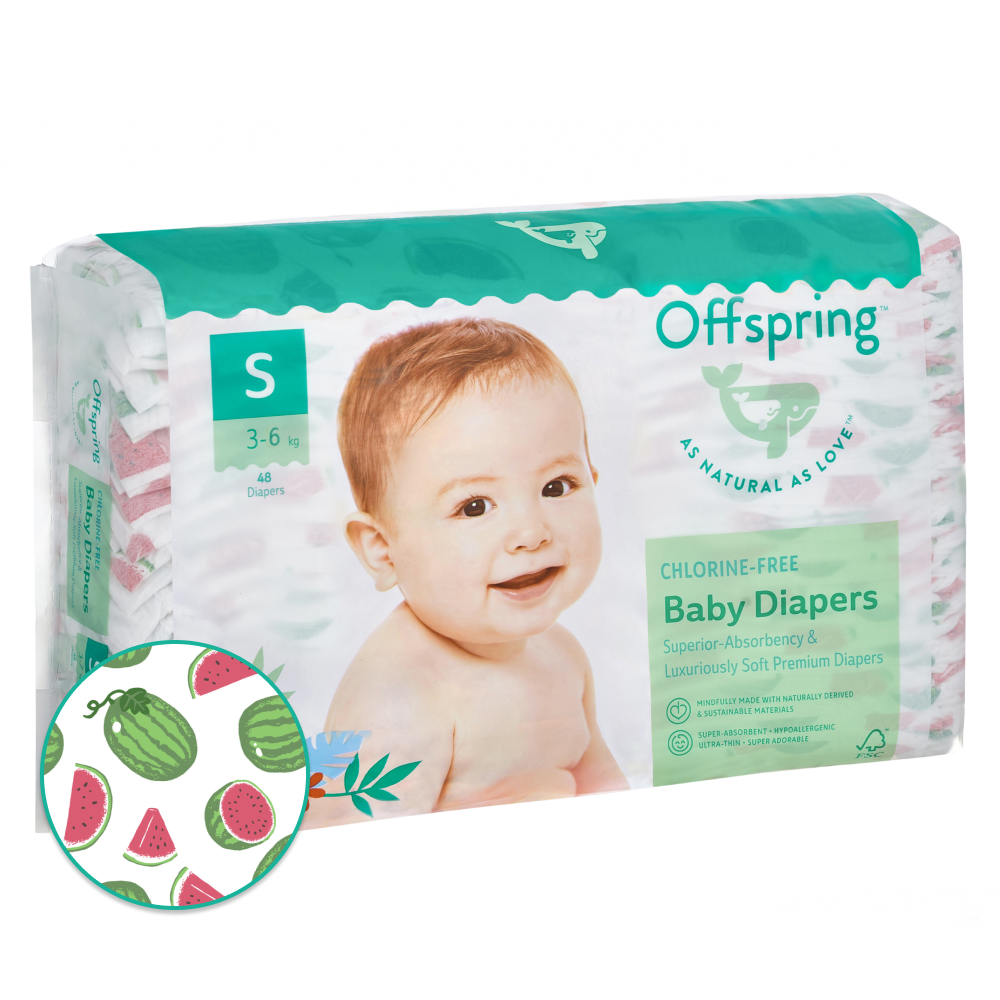 OFFSPRING | подгузники S 3-6 кг 48 шт расцветка Арбузы