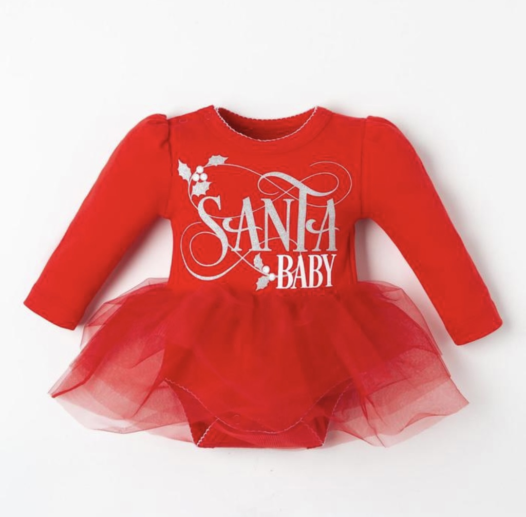 Боди с юбкой Santa baby, цвет красный