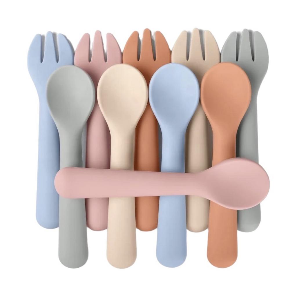Силиконовая ложка + вилка (набор)