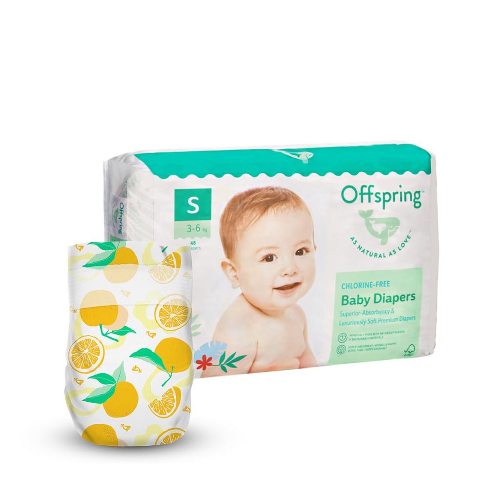 OFFSPRING | подгузники S 3-6 кг 48 шт расцветка Апельсины