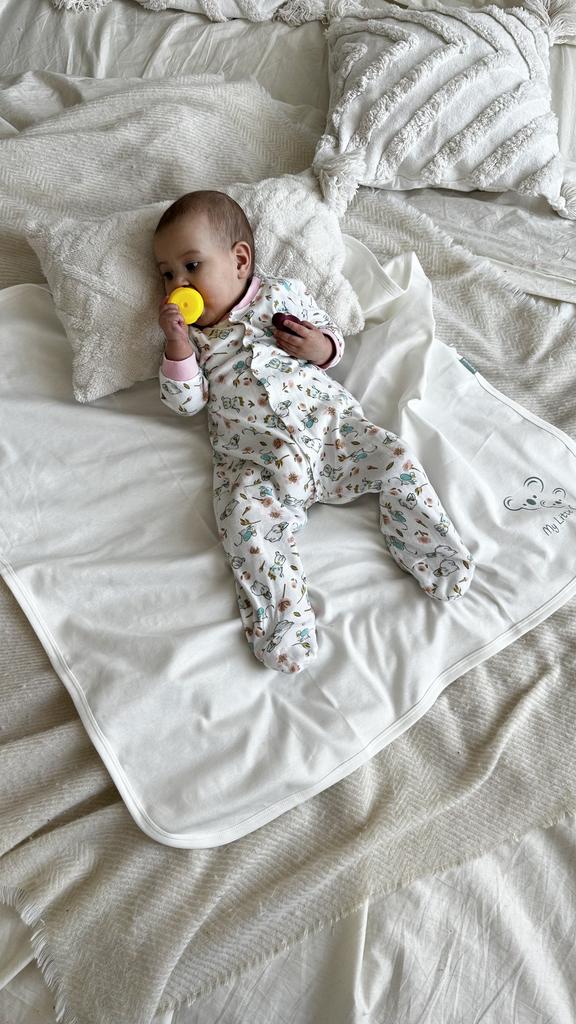 PAMBULIQ | Плед-пеленка для новорожденных 80х90 см, хлопок (цвет молочный)