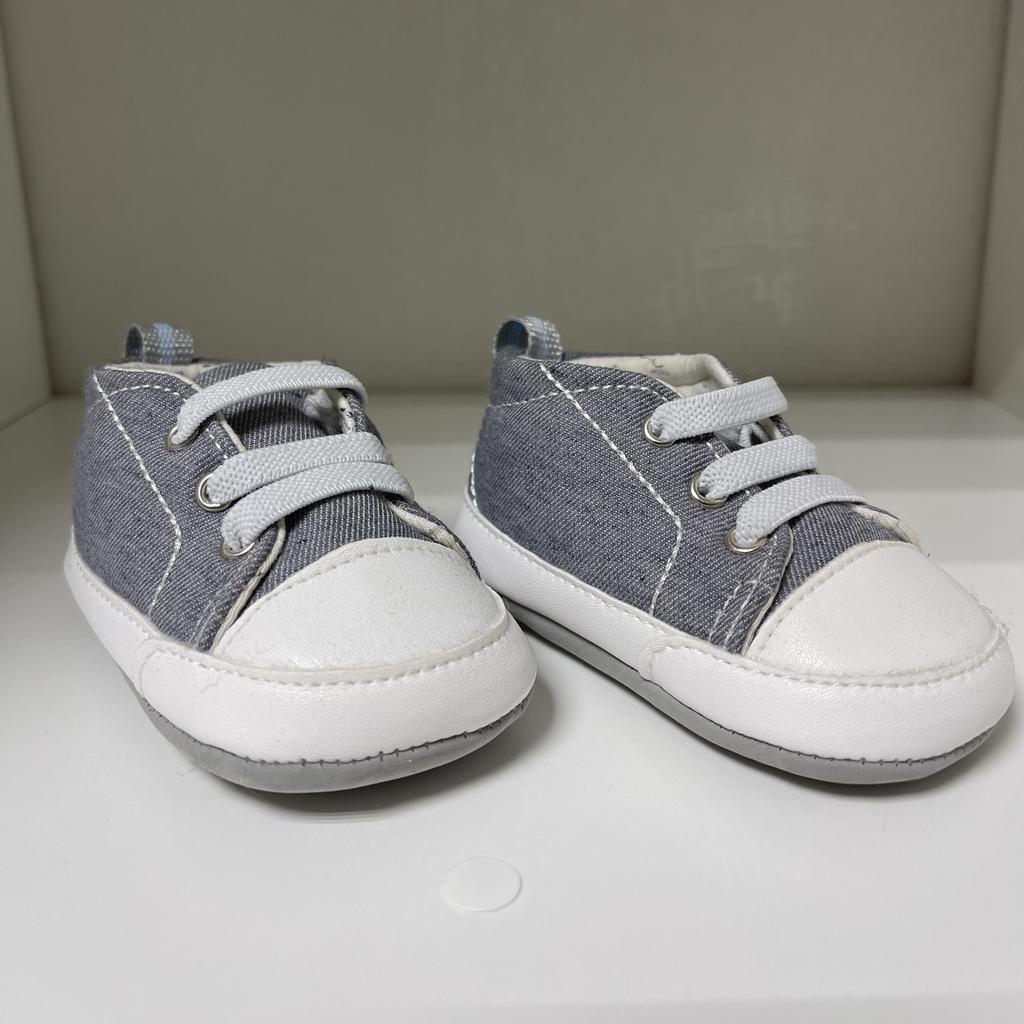 Пинетки-кроссовки детские джинс (цвет серый)