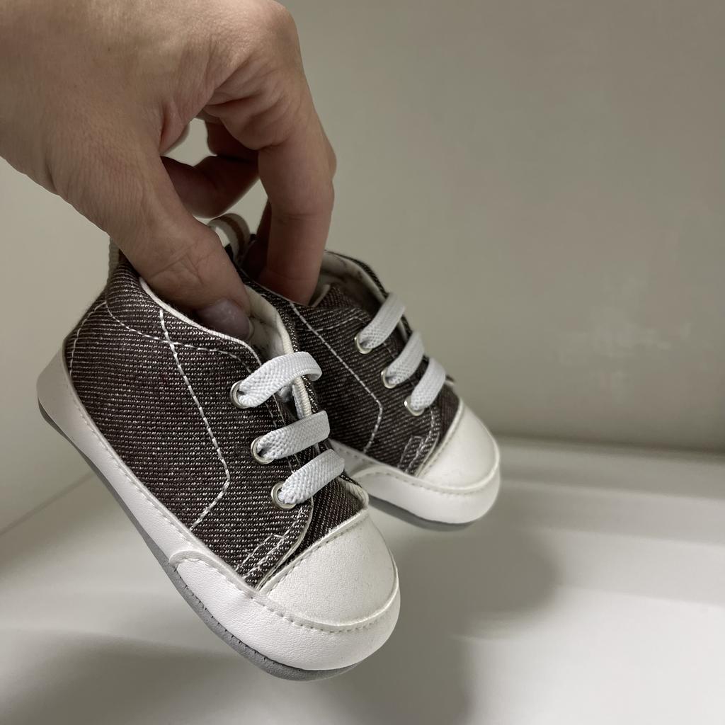 Пинетки-кроссовки детские джинс (цвет коричневый)