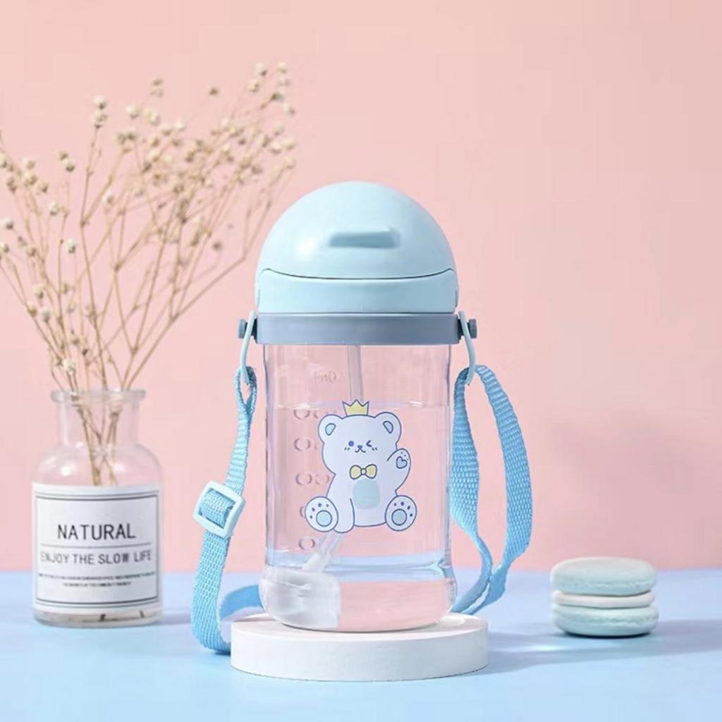 Бутылочка-поильник с ремешком 350 мл, цвет голубой