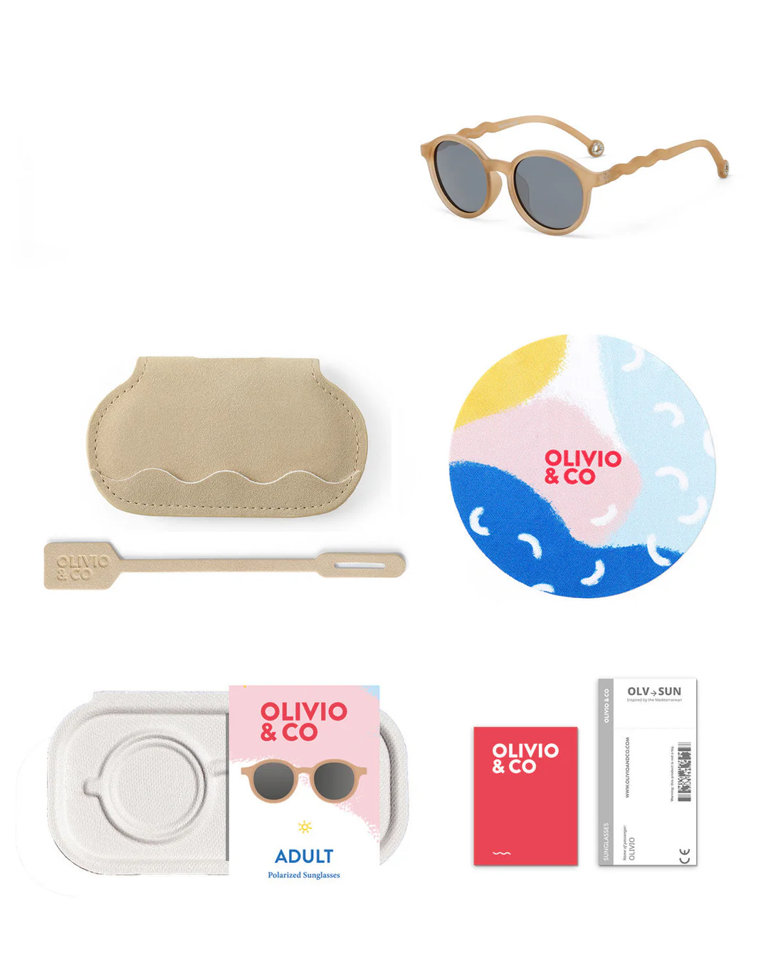 Очки TEEN & ADULT  Oval Sunglasses-Classic Olivio-Sand beige