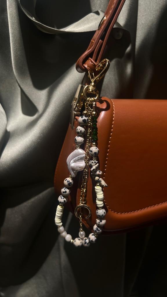 Обвес на сумку с жемчугом и яшмой