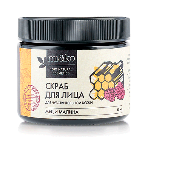 Скраб для лица Мед и малина, Mi&ko