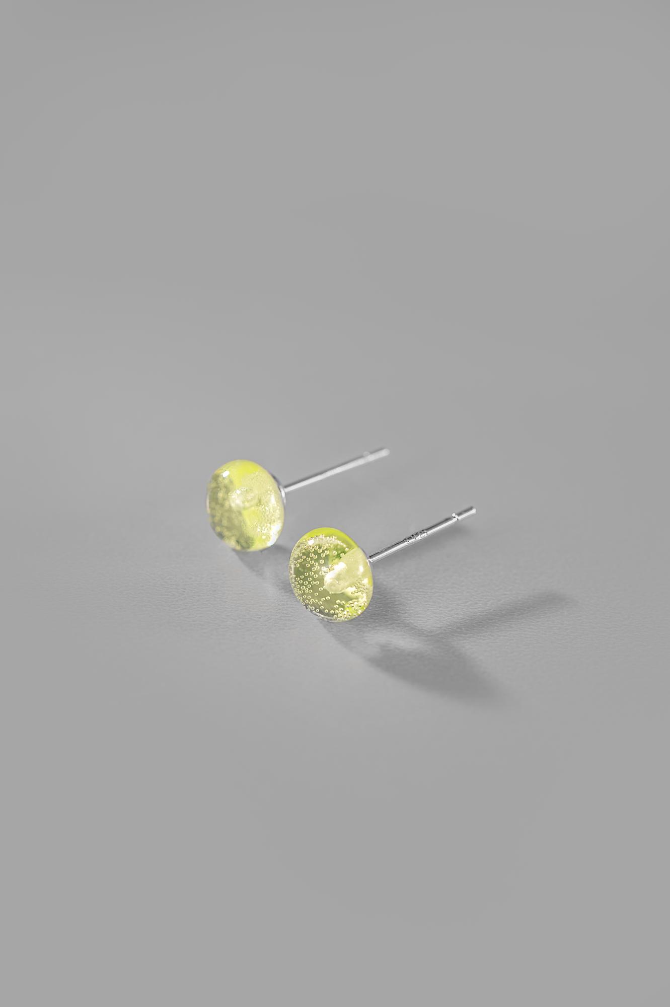 Пусеты "Прозрачные" / цвет лимон