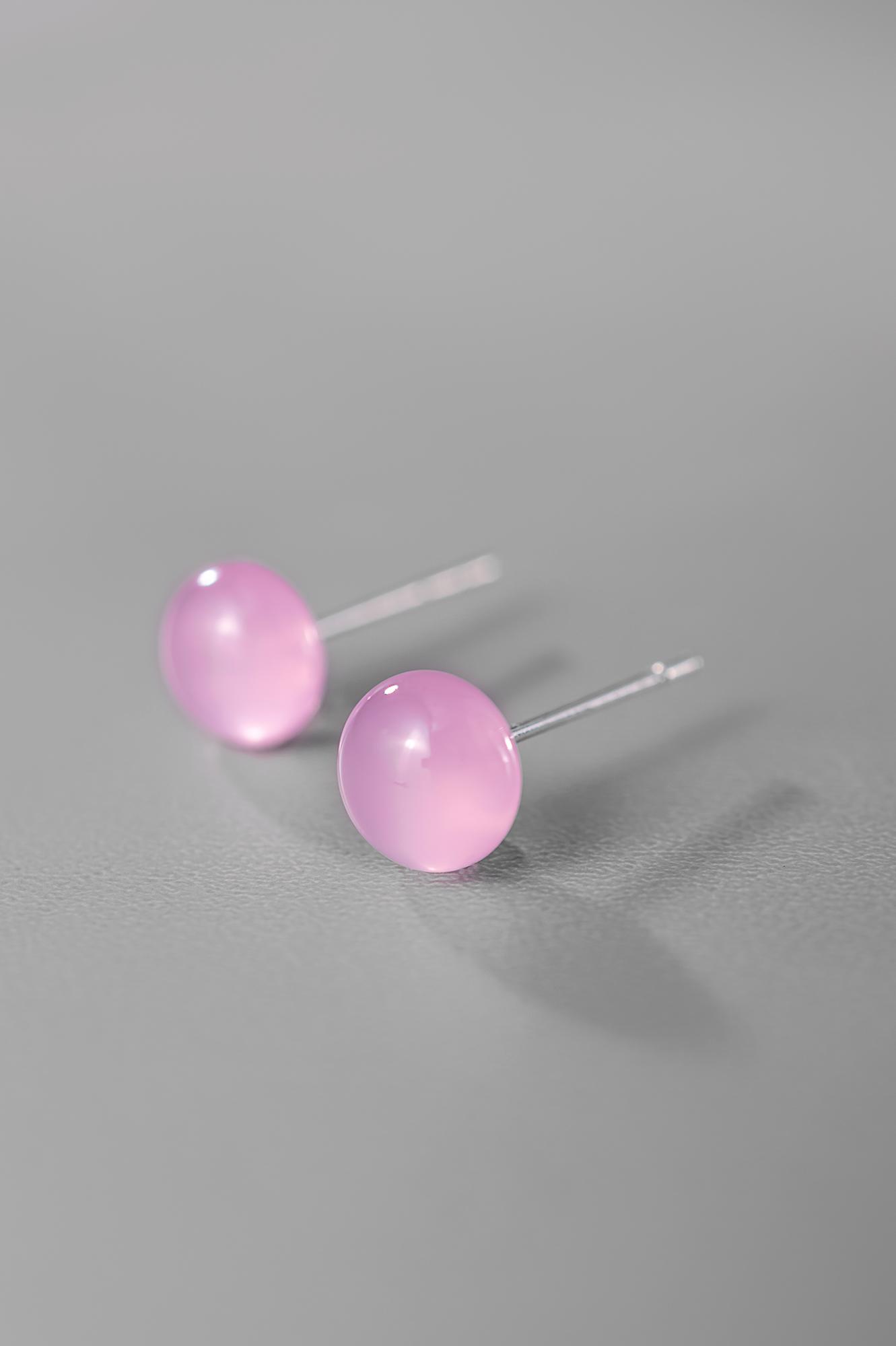 Пусеты "Jelly Fish" / цвет розовый желейный