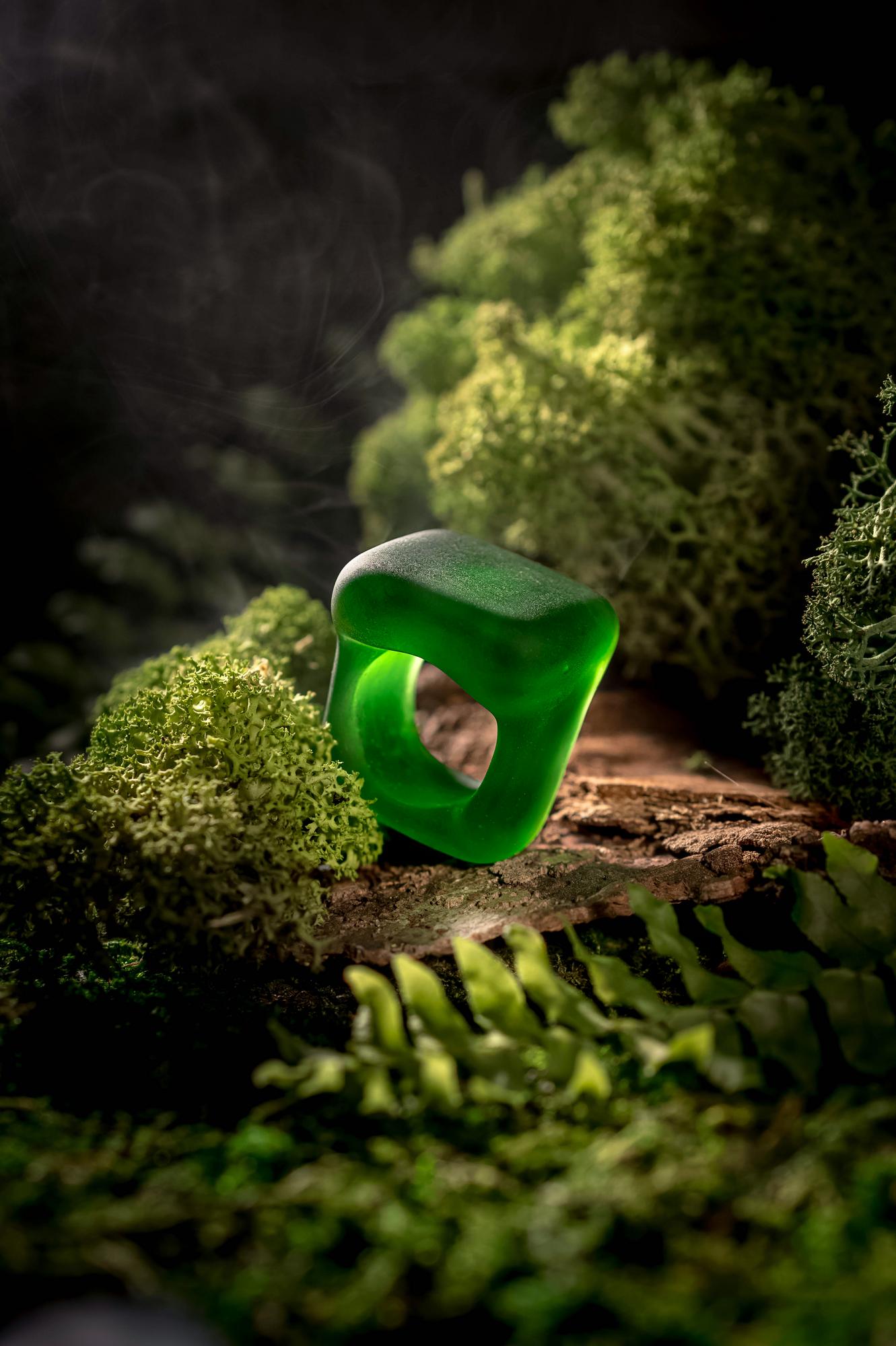 Кольцо "Лед Байкала" / цвет туманная тайга