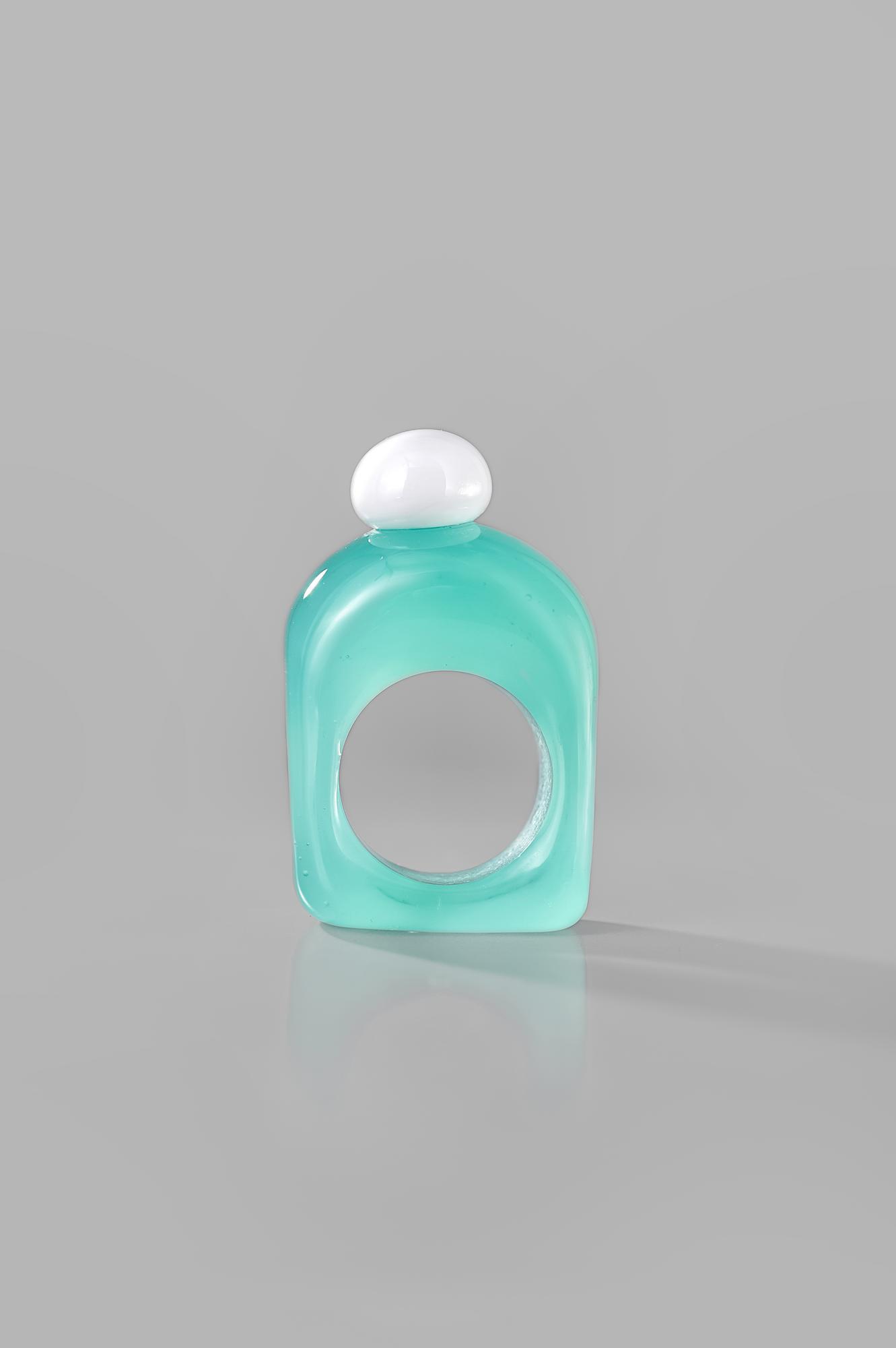 Кольцо "Конфета" /цвет мятный желейный с белой пимпой