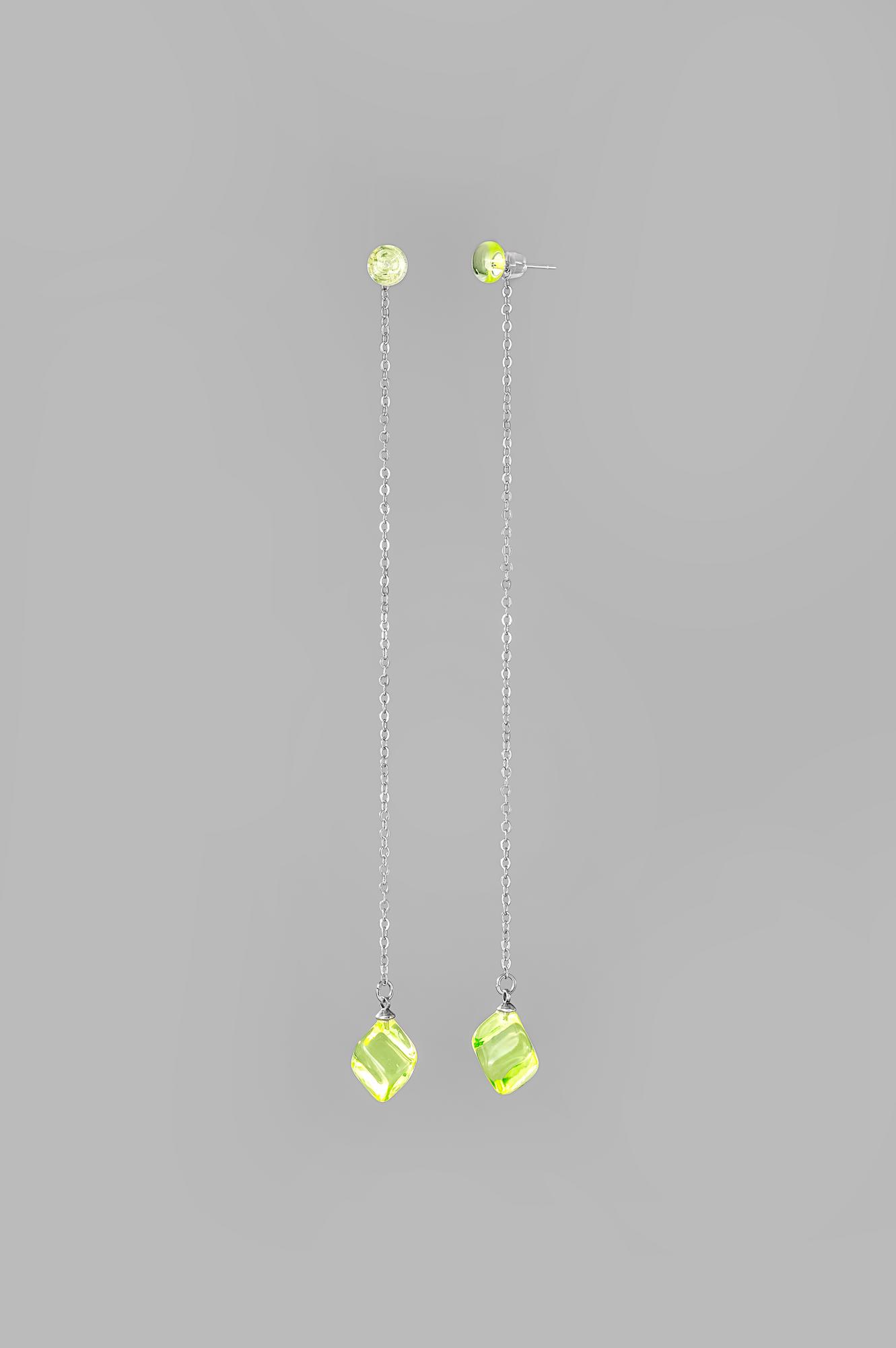 Серьги "Ромбики" / цвет лимон