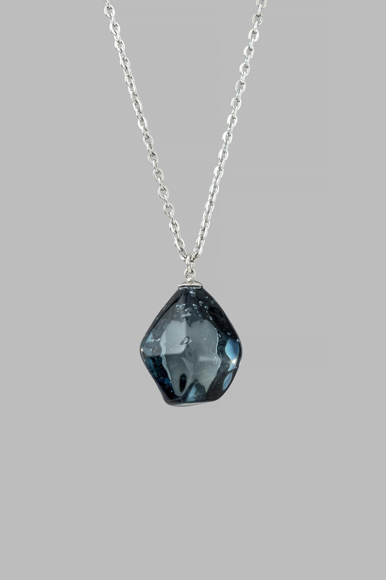 Кулон "Кристалл" на цепочке 1 м/цвет грозовое небо