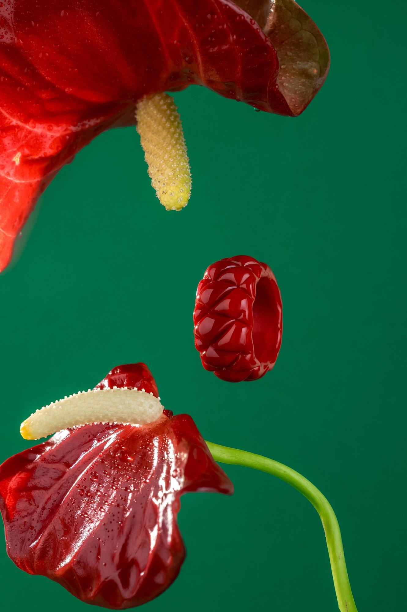 Кольцо "Пуховичок" / цвет красный