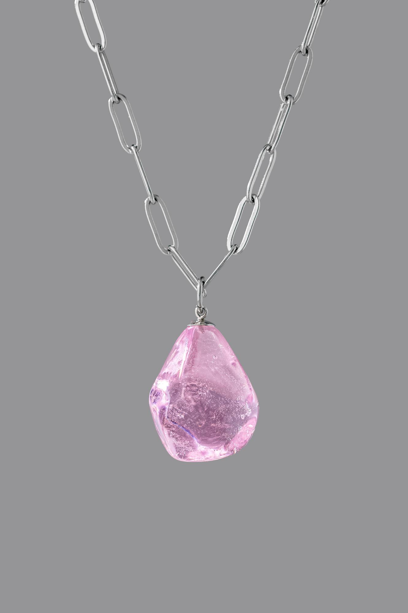 Кулон "Кристалл" на цепочке 1 м/цвет розовый кварц