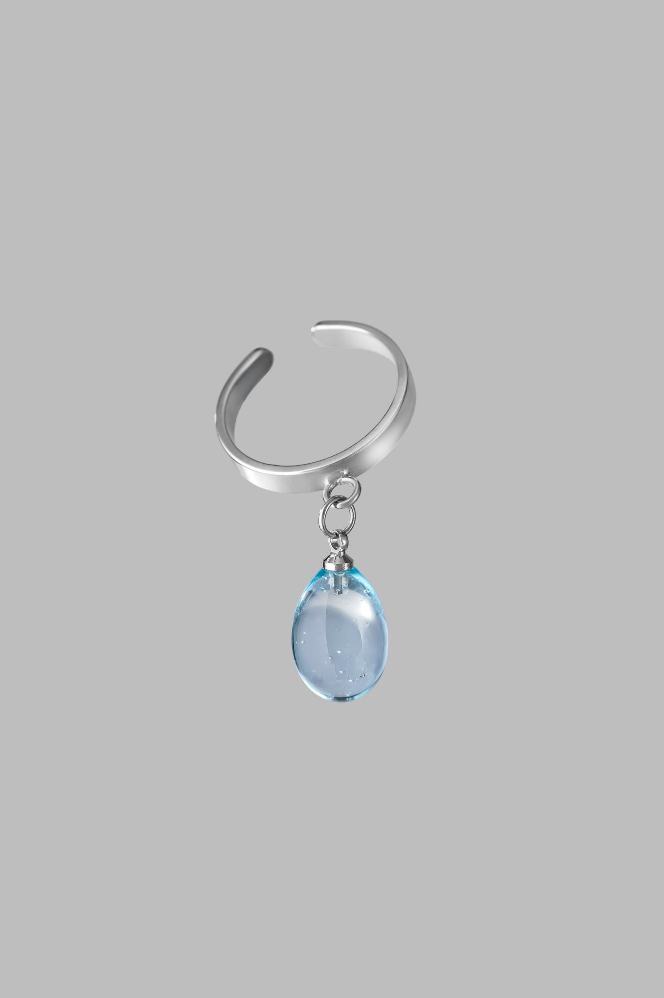 Кольцо "Слёзы Ангары" с 1 каплей / цвет голубая вода