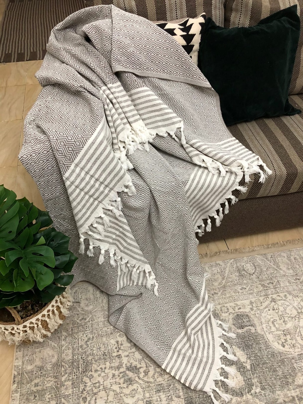 Плед кофе с молоком, ромбы