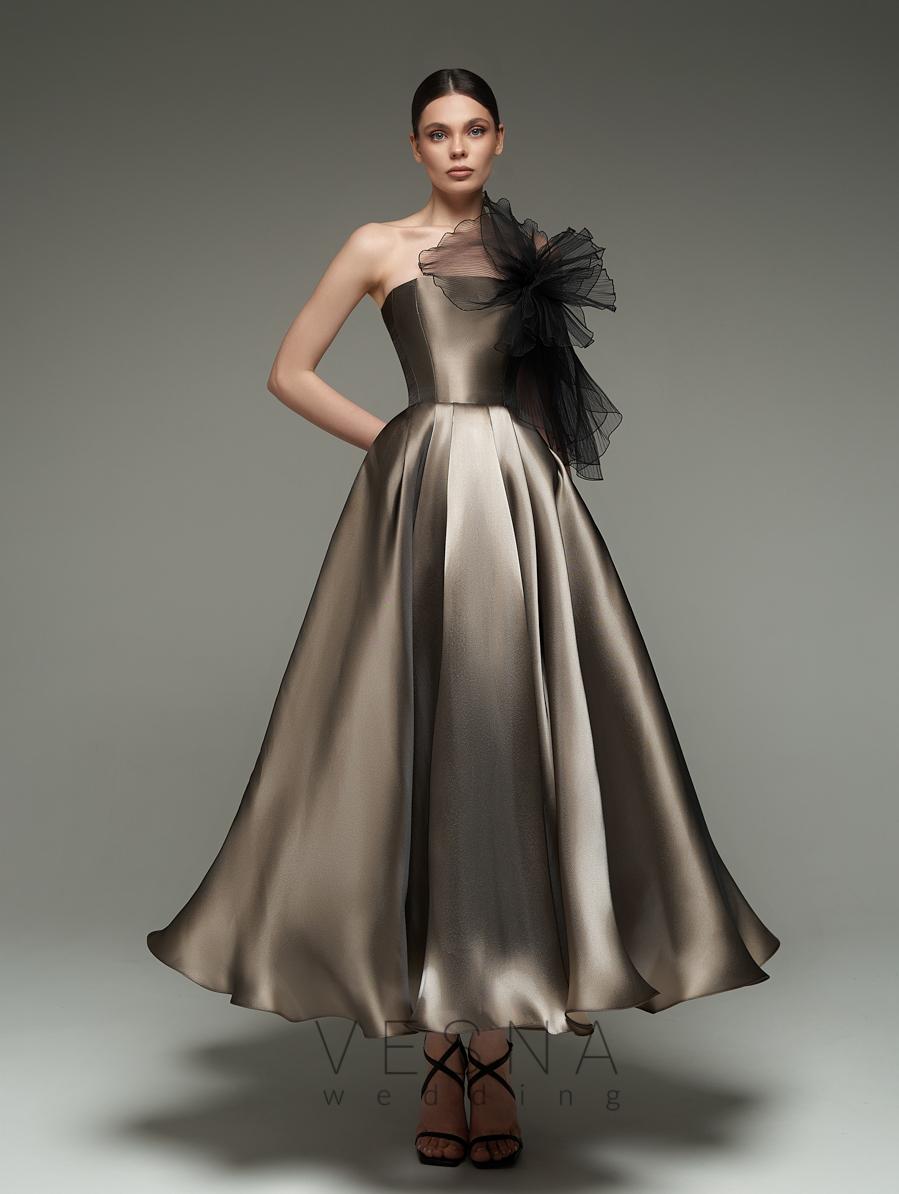 Evening dress Nika midi Mokko