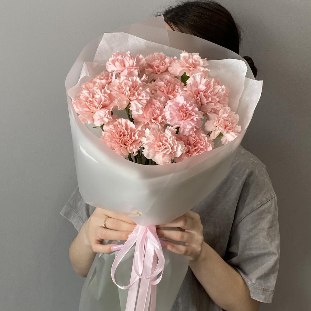 Моно букет из нежно-розовых диантусов