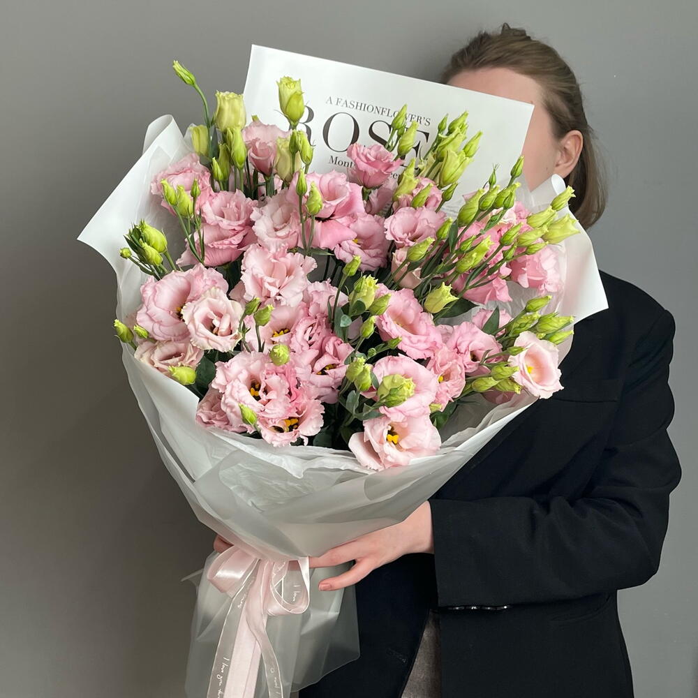 Монобукет из розовой эустомы