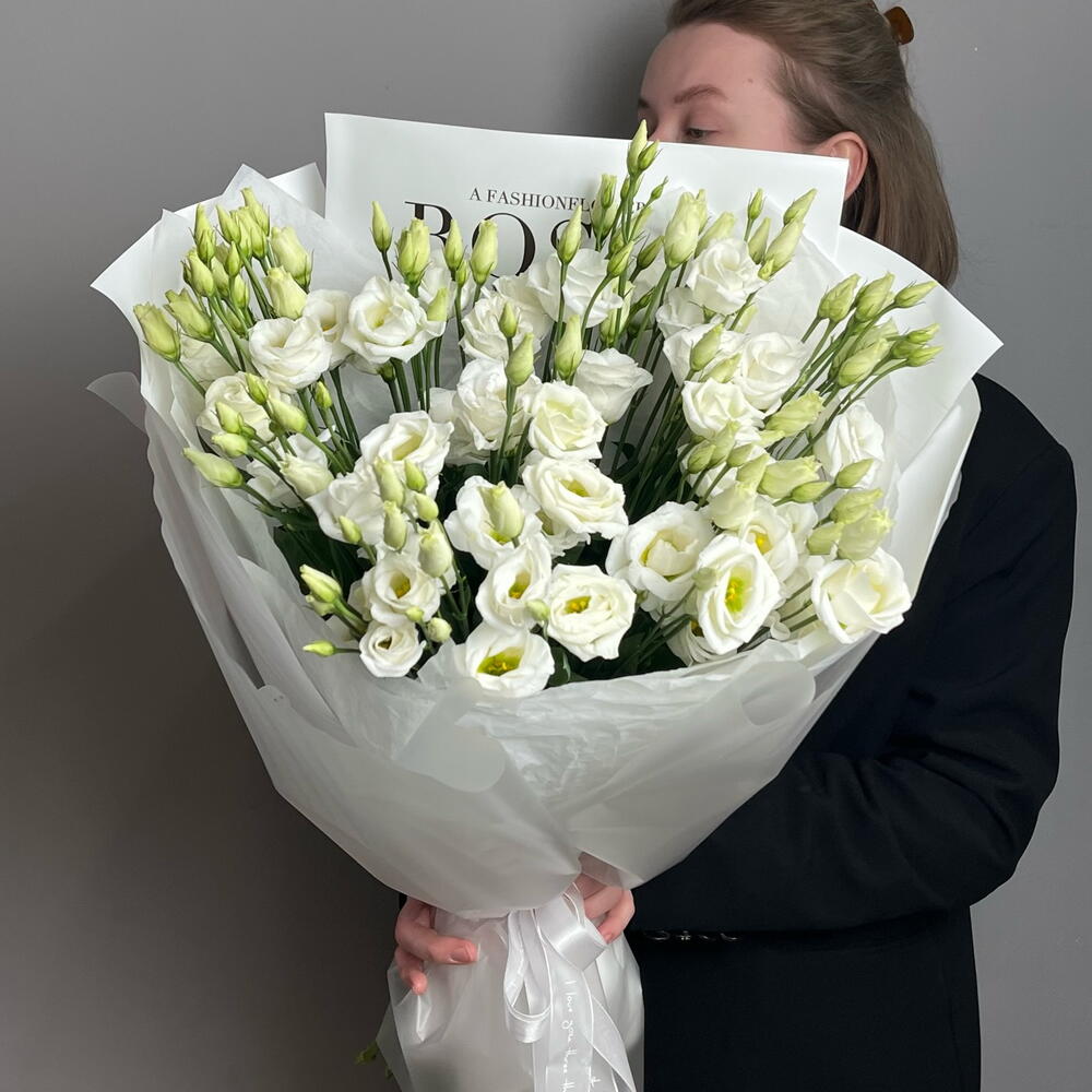 Монобукет из белой эустомы