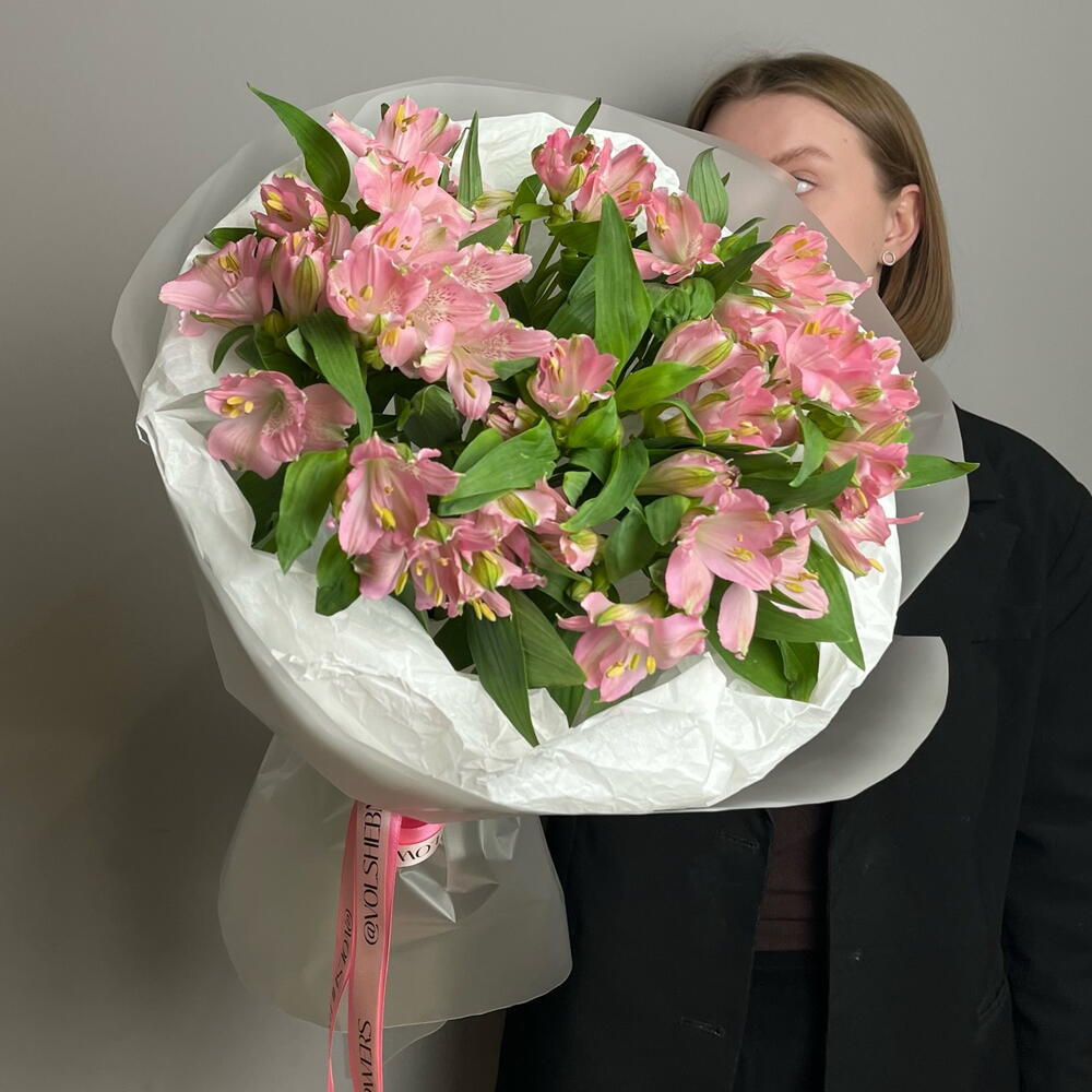 Монобукет из 9 розовых альстромерий