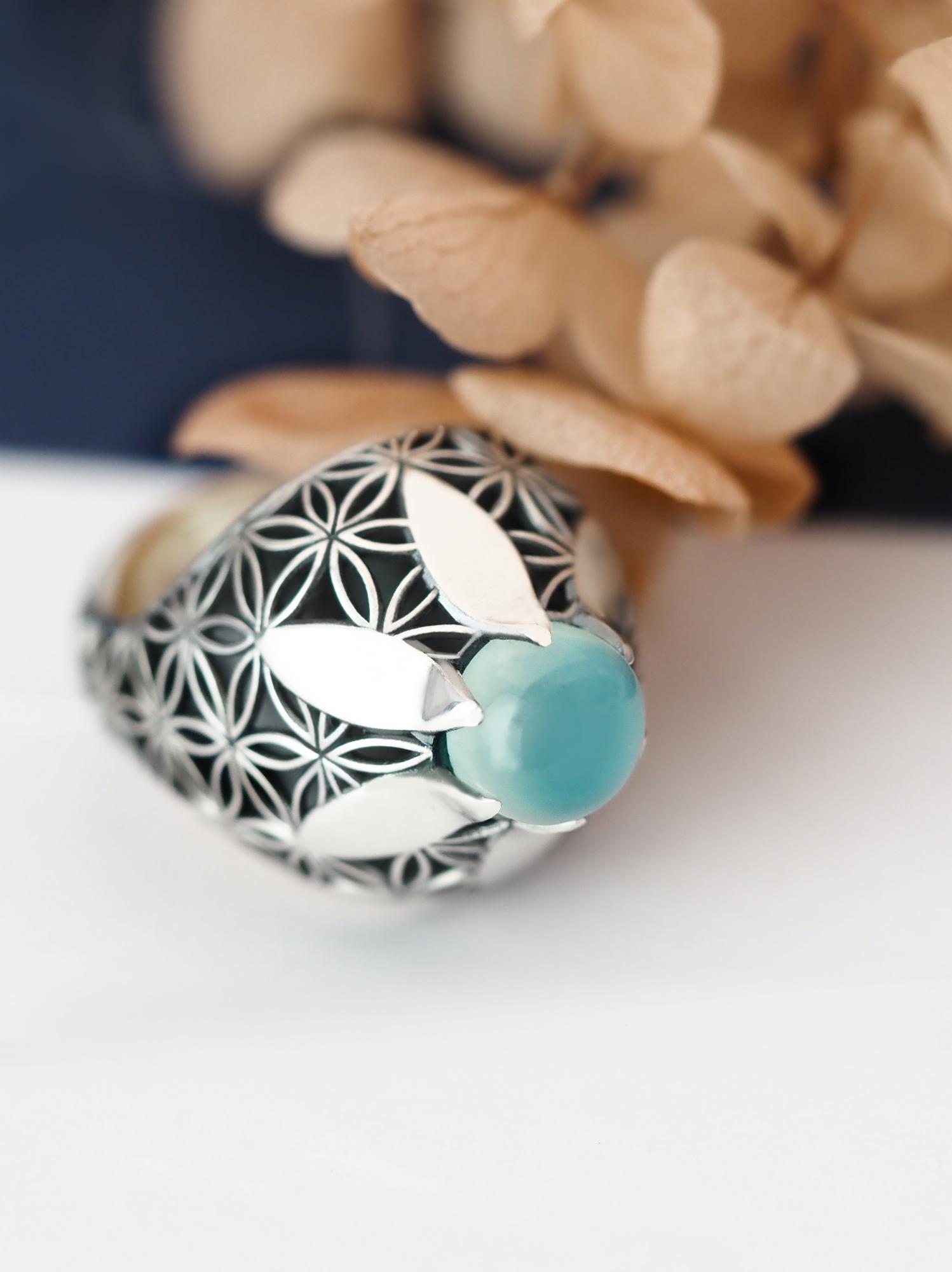 Кольцо "Цветок"(халцедон)