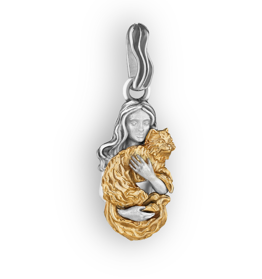 Подвеска "Девушка и кот"