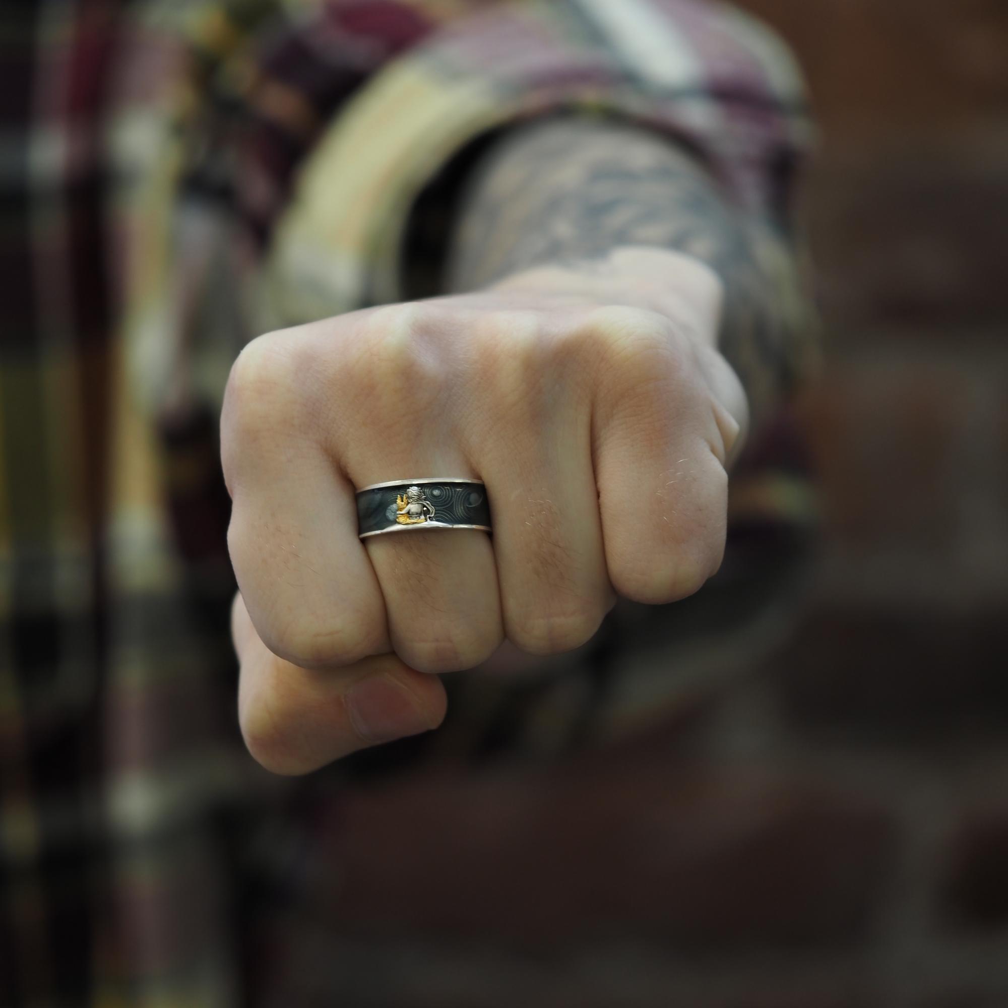 Кольцо "Маленький принц"( черная эмаль)